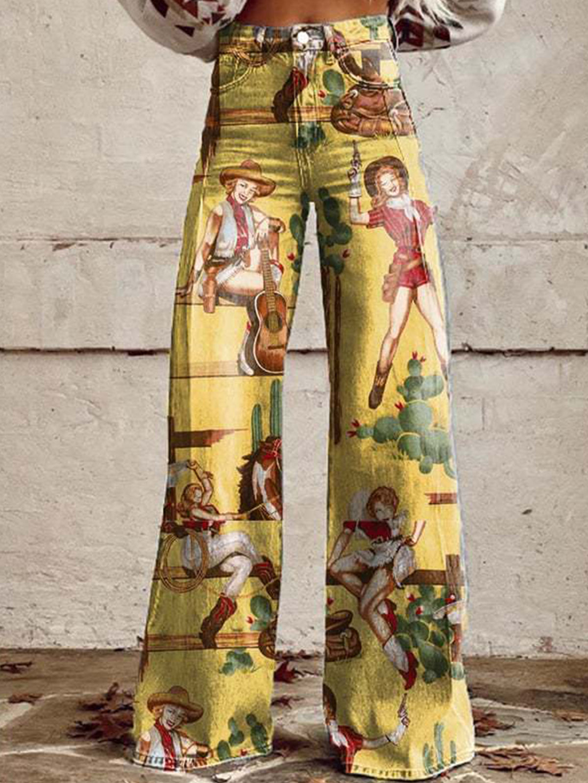 Boho Colorblocks High Waist Wide Leg Pants