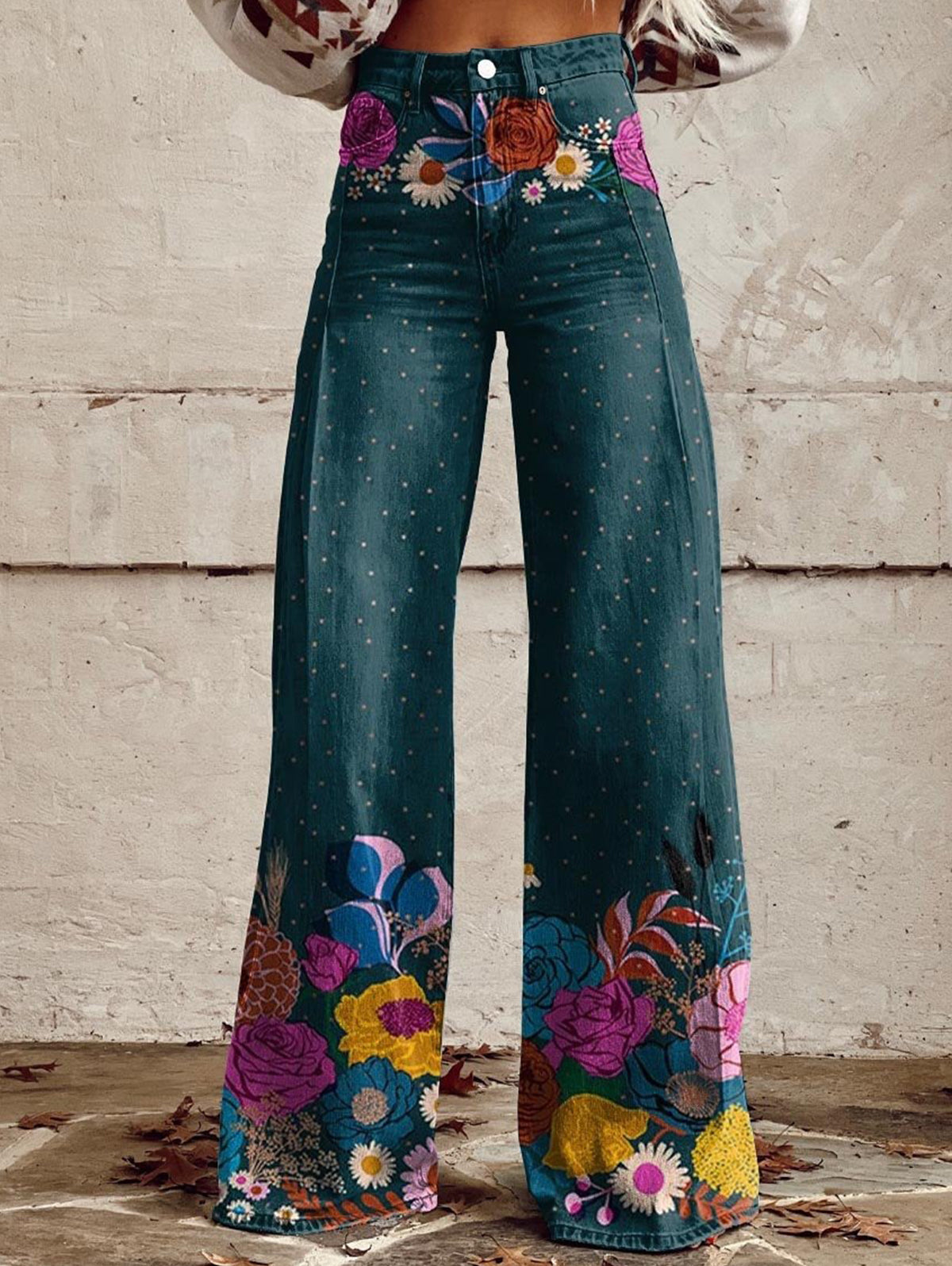 Boho Colorblocks High Waist Wide Leg Pants