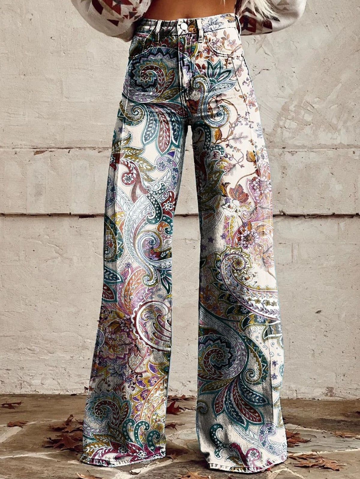 Boho Colorblocks High Waist Wide Leg Pants